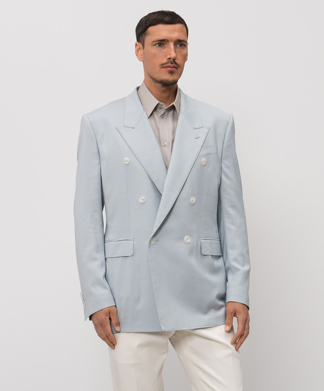 Dolce&Gabbana Блакитний двобортний піджак G2WJ2TFU9AW зображення 3