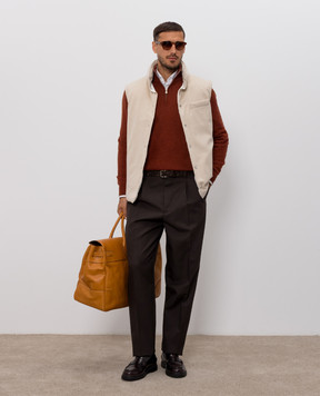 Brunello Cucinelli Терракотовый джемпер из кашемира M2200124
