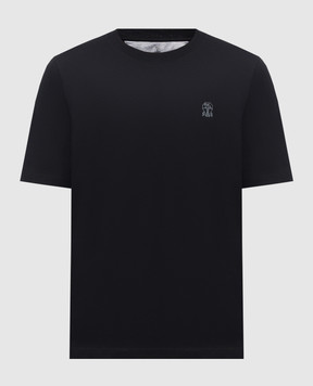 Brunello Cucinelli Черная футболка с принтом эмблемы M0B138440