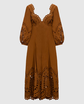 Charo Ruiz Коричнева сукня міді Corbin 263615