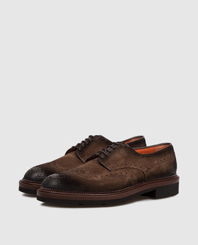 Santoni Коричневі замшеві оксфорди MCCG15761JL4GVOE