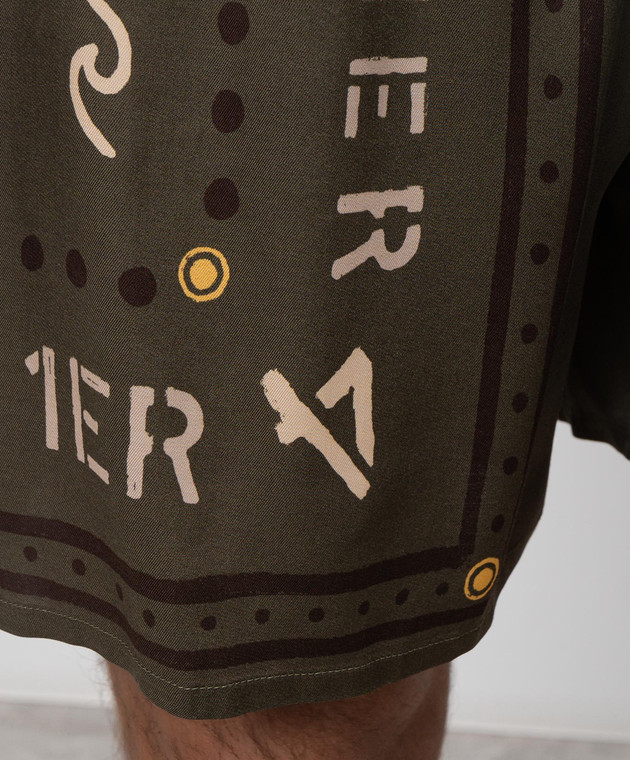 Balmain Шорти кольору хакі з принтом GH0PA145VI82 зображення 5