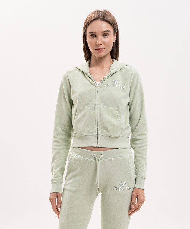 Sporty & Rich Зеленая велюровая спортивная куртка Juicy CA046716689GR33 изображение 3