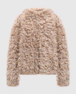 Babe Pay Pls Бежевая дубленка с капюшоном 2529VEGA