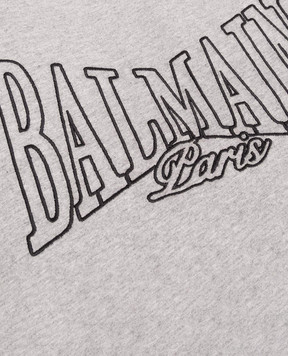 Balmain Дитяча сіра футболка з вишивкою логотипа BZ8H11Z31911214