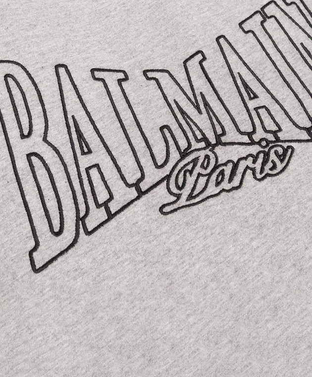 Balmain Дитяча сіра футболка з вишивкою логотипа BZ8H11Z31911214 зображення 3