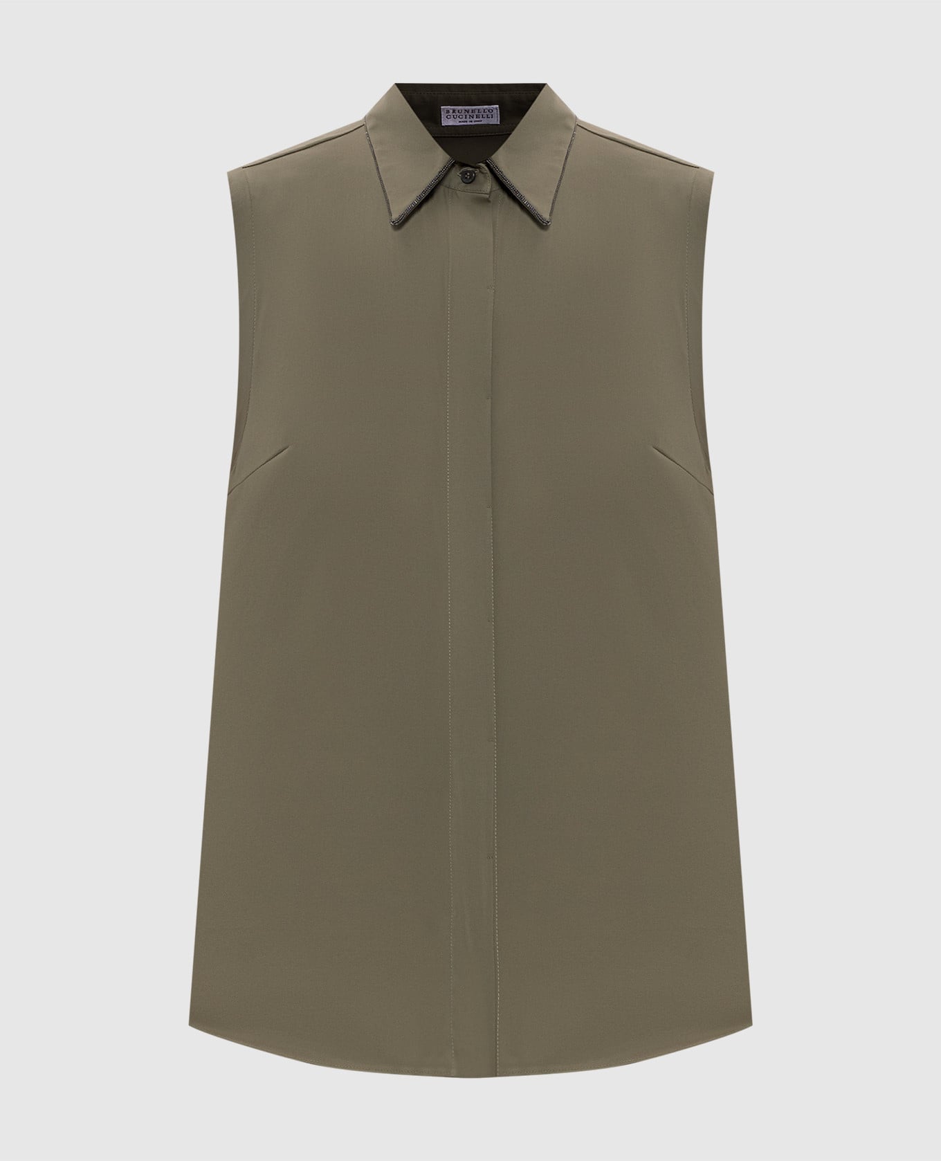 Зеленая рубашка без рукавов с цепочкой мониль