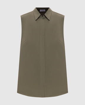 Brunello Cucinelli Зелена сорочка без рукавів з ланцюжком моніль M0091MA616