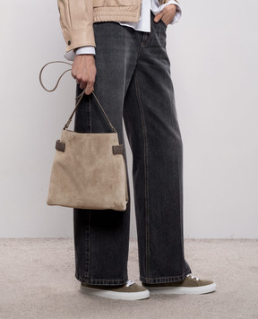 Brunello Cucinelli Серая замшевая сумка Essence MBDLD2743