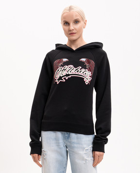 Off-White Чорне худі Double Eagle з кристалами Swarovski 29E00292T