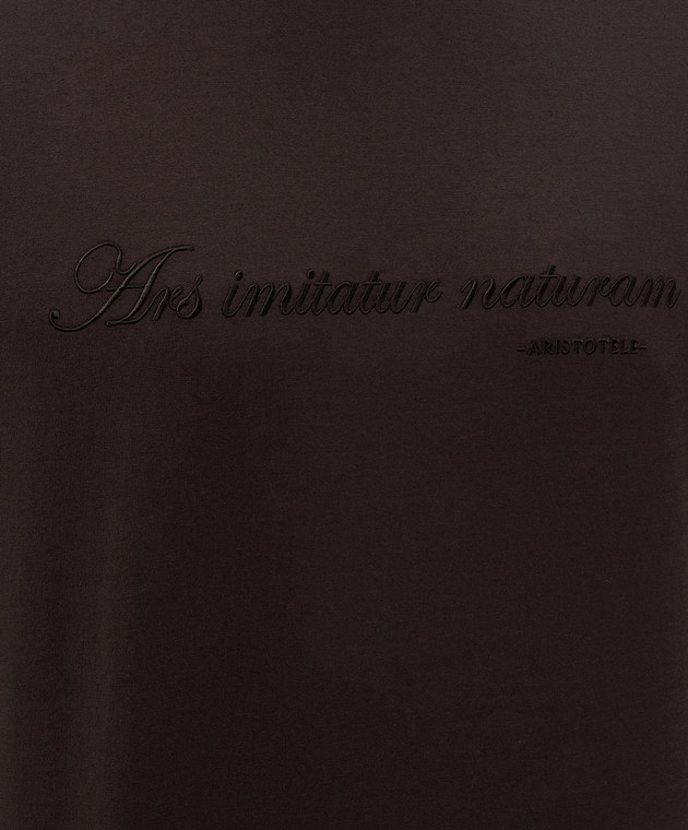 Brunello Cucinelli Темно-коричневая футболка с вышивкой M0B138518 изображение 5