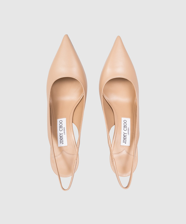 Jimmy Choo Бежевые кожаные слингбеки Love LOVESB85CLF изображение 4