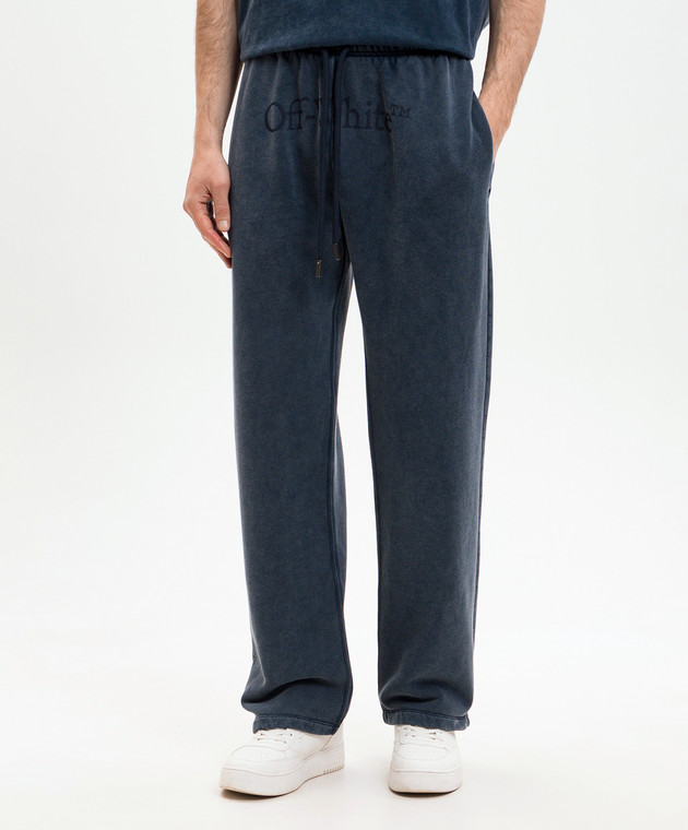 Off-White Синие спортивные брюки с принтом логотипа 44MCH05AS26F003 изображение 3