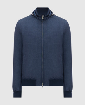 Enrico Mandelli Синяя куртка из шерсти, шелка и льна 3L515A6043