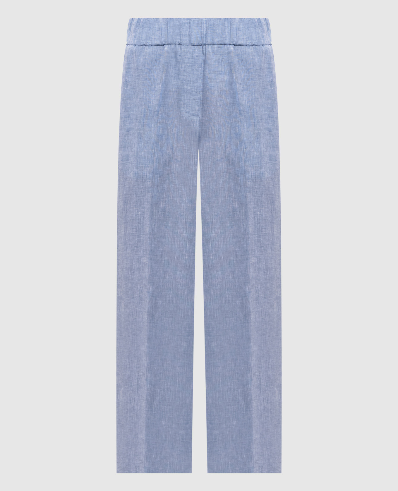 Голубые брюки из льна