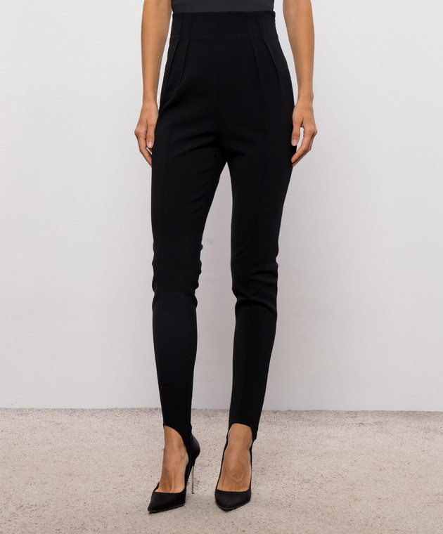 Thierry Mugler Черные брюки с шерстью со штрипками COM1PA05331035 изображение 3