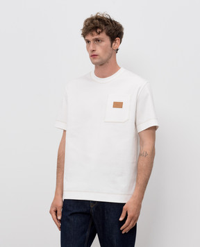 Fendi Футболка цвета айвори с нашивкой логотипа FY0936B05I