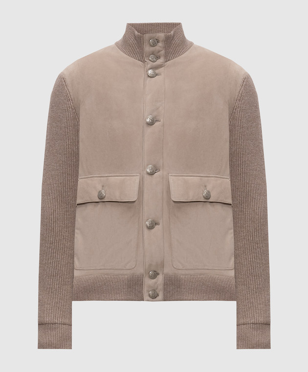 Brunello Cucinelli Бежевая комбинированная куртка MPCLF1955