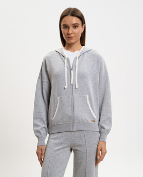 Twinset Сіра спортивна куртка з логотипом 261LL3MBB