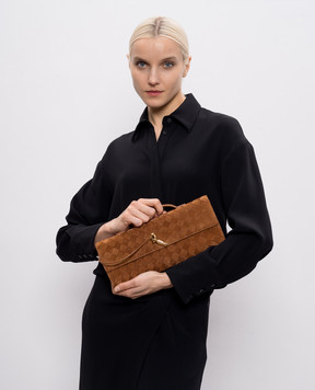 Bottega Veneta Коричневый замшевый клатч Andiamo 741511V60F1