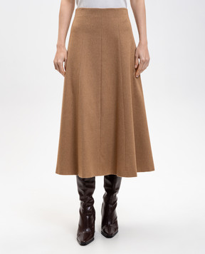 Max Mara Коричневая юбка миди GENEVE из шерсти верблюда GENEVE