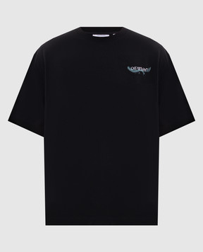 Off-White Чорна футболка з брендовим принтом 44MAA120S26J00E