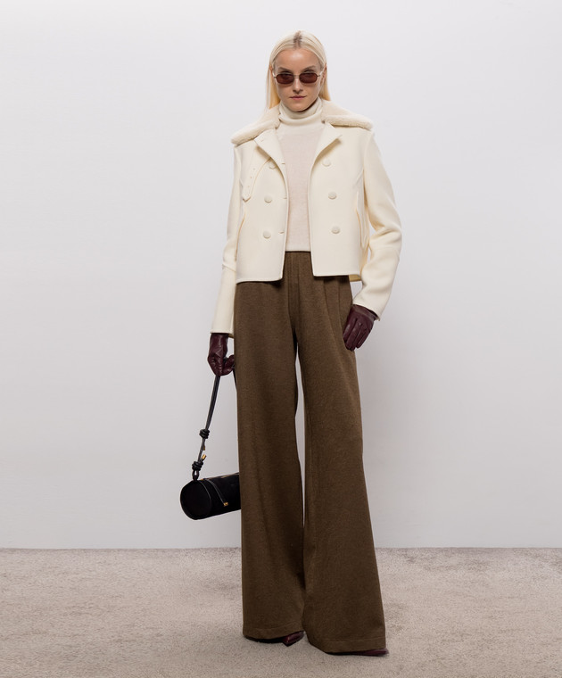 Ermanno Scervino Куртка цвета айвори из шерсти с мехом D496I311SHZBG изображение 2