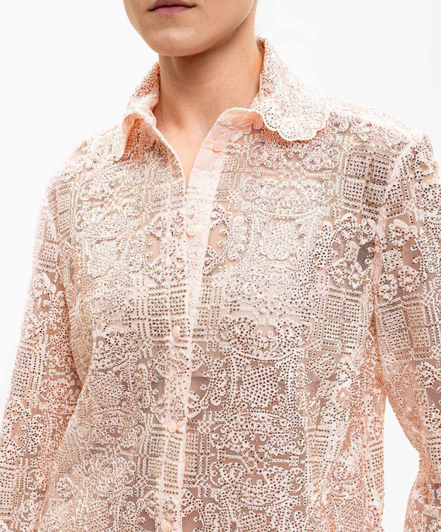 Ermanno Scervino Рожева блуза з мережива в кристали D482K725CTUEO зображення 5
