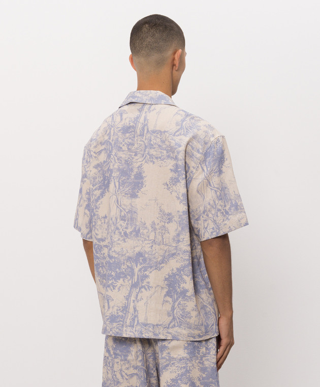 Off-White Бежевая рубашка с леном с принтом City Nature 44MGG01QF26F007 изображение 4