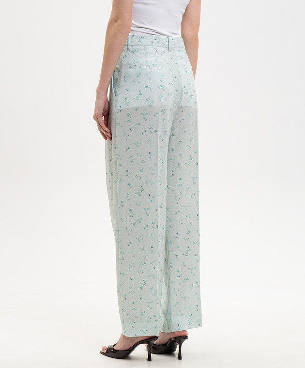 Victoria Beckham Зелені штани із шовку в принт 1226WTR002857O зображення 3