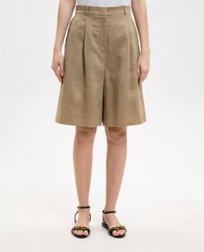 Max Mara Коричневые бермуды CARAVAN из льна MSTCARAVAN