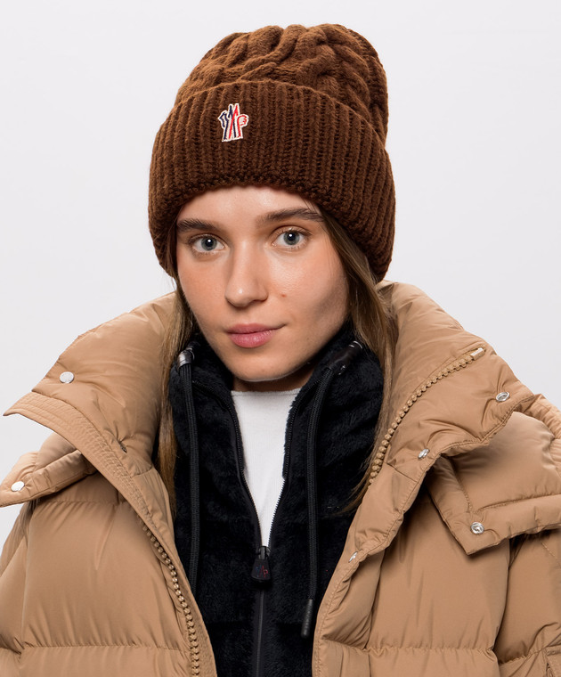 Moncler Grenoble Коричнева шапка з вовною L20983B00006M4398 зображення 2