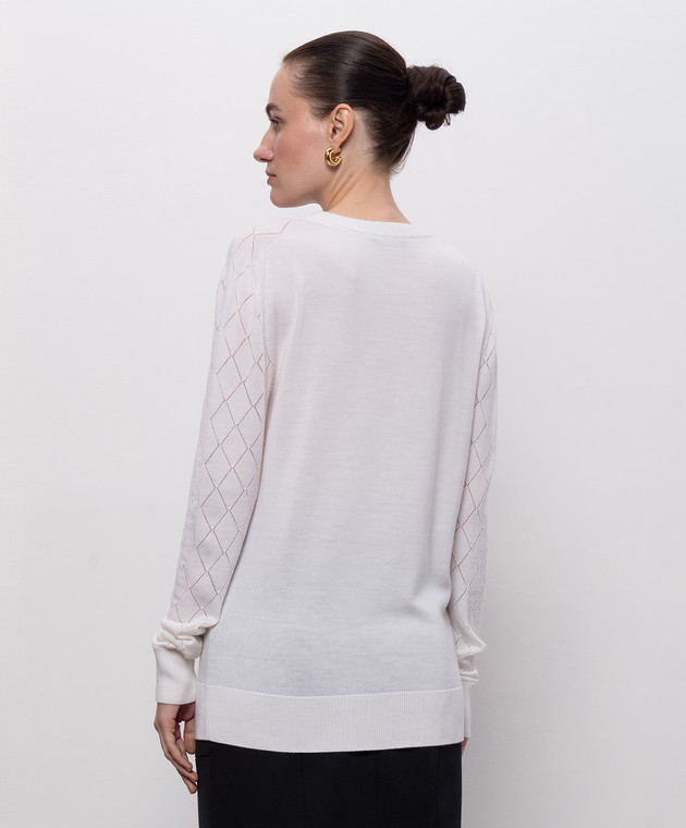 Balmain Пуловер из шерсти цвета айвори HF1KB045KJ99 изображение 4