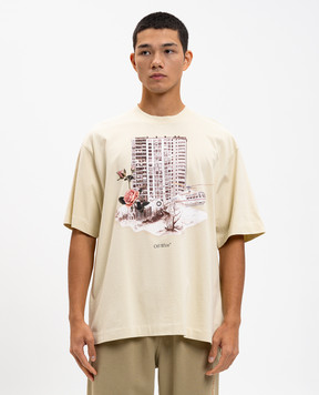 Off-White Бежева футболка Building 44MAA120F5J001