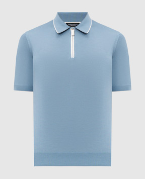 Stefano Ricci Блакитне поло із шовку зі шкірою крокодила K616006Z41F26102