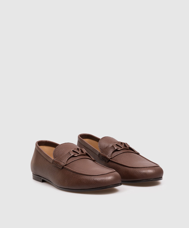 Valentino Коричневые лоферы VLogo из кожи оленя 9Y2S0O03AKL изображение 3