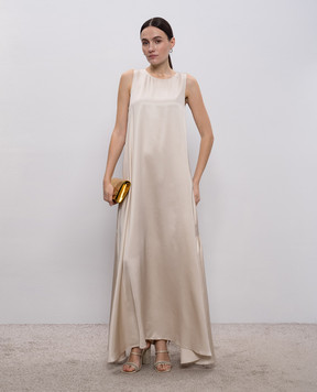 Peserico Бежевое платье макси с цепочкой мониль A0222706638