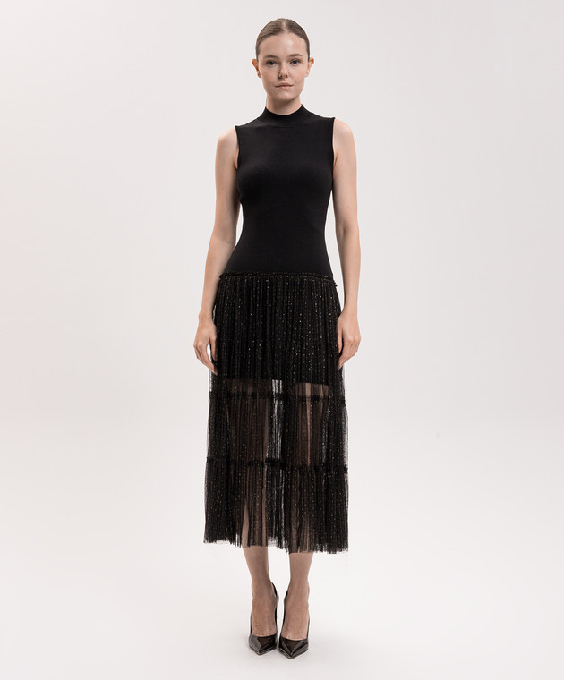 Twinset Черное платье с оборками 262TT3421 изображение 3