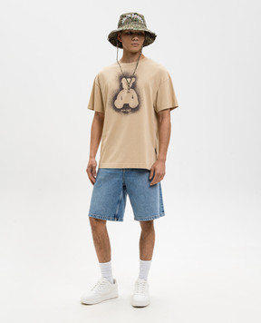 Palm Angels Бежева футболка Spray Bear PMAA109S26JER001