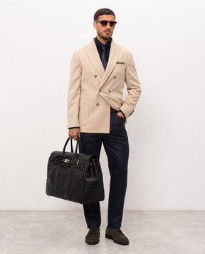 Brunello Cucinelli Синие брюки из шерсти с патчем логотипа M038PF1012