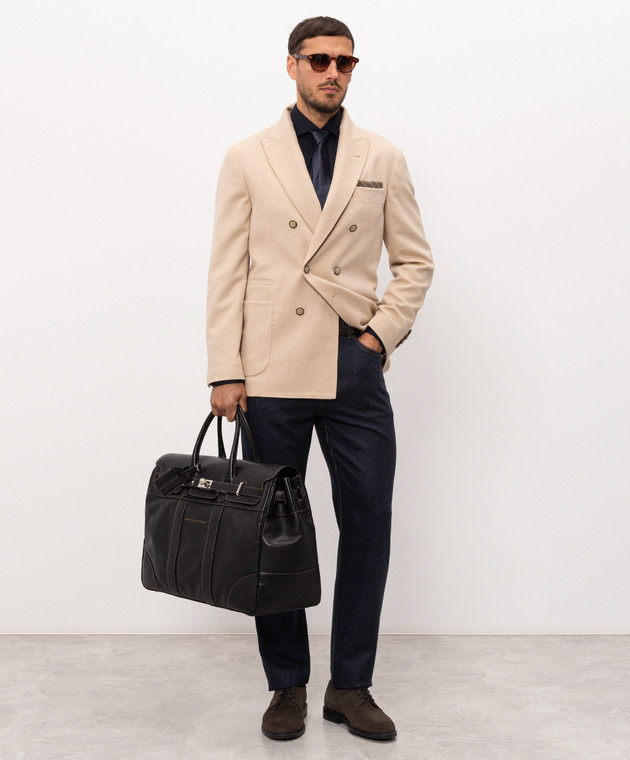 Brunello Cucinelli Сині штани з вовни з патчем логотипа M038PF1012 зображення 2