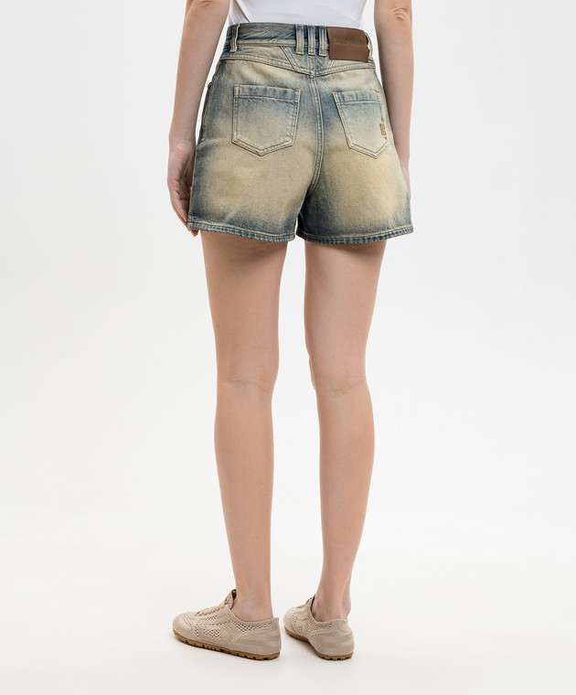 Balmain Синие джинсовые шорты с эффектом потертости GF0MA156DG21 изображение 4