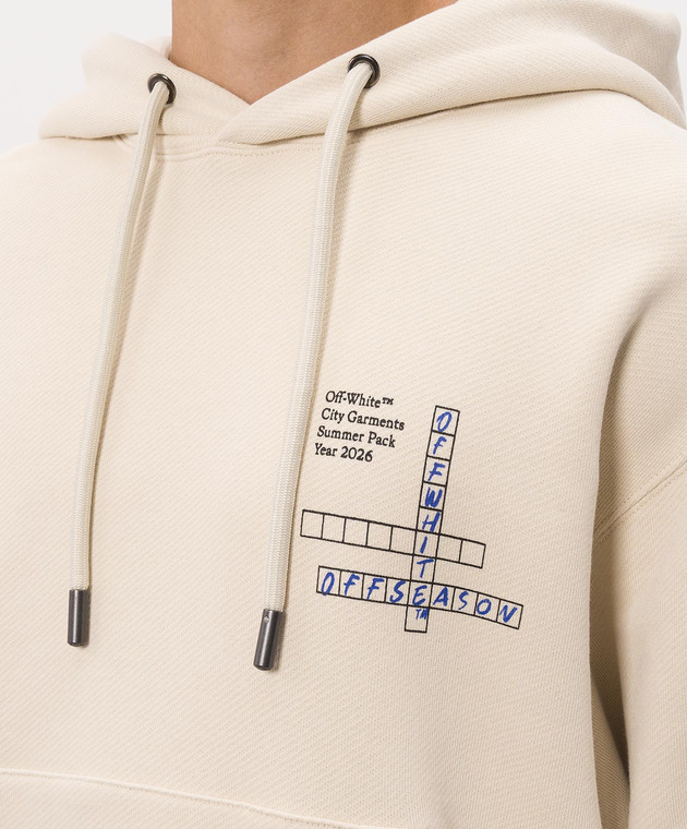 Off-White Бежевые худи с принтом Connect Dots 44MBB12NF26F00J изображение 5