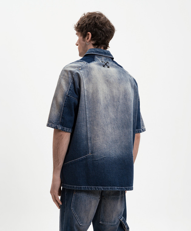 Off-White Синя джинсова сорочка з ефектом потертості 44MYD05US26D001 зображення 4