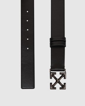 Off-White Чорний шкіряний ремінь Arrow з контрастним принтом OMRB14GS26LEA003