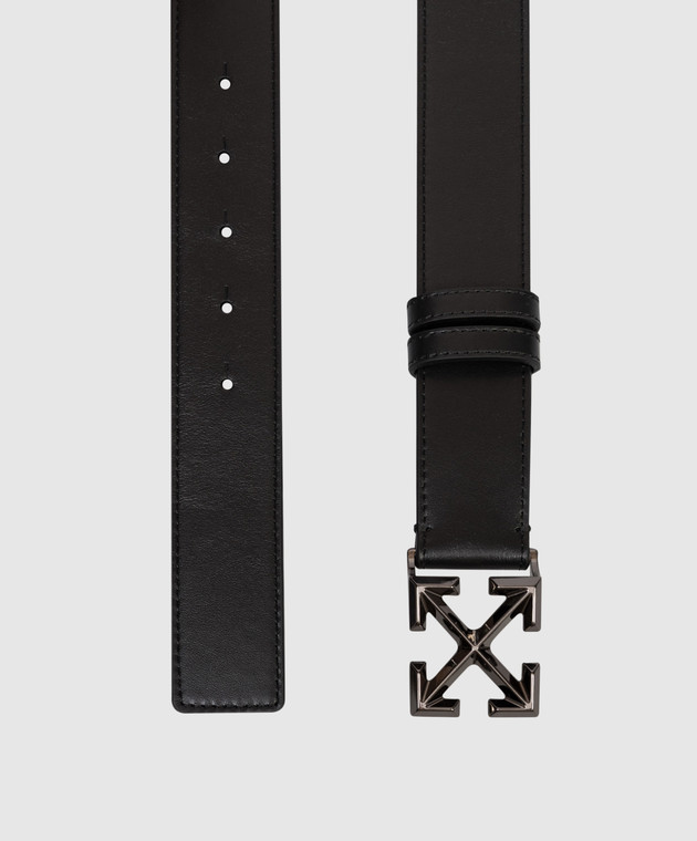 Off-White Чорний шкіряний ремінь Arrow з контрастним принтом OMRB14GS26LEA003 зображення 3