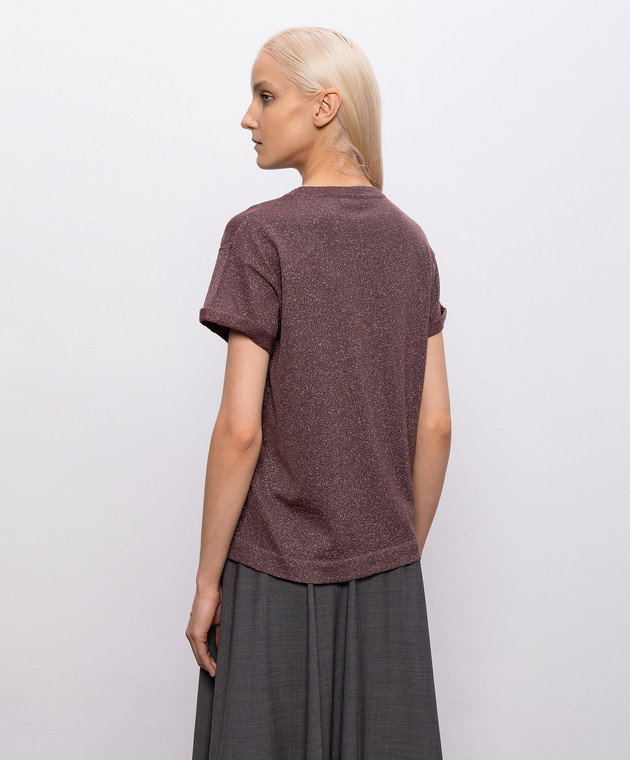 Brunello Cucinelli Фіолетова футболка з кашеміром та шовком з люрексом M41810000P зображення 4