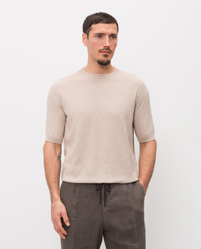 Peserico Бежева футболка у візерунок R59488F149173Q