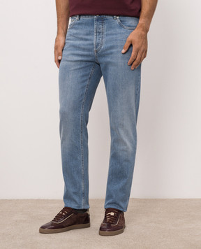 Brunello Cucinelli Голубые джинсы с вышивкой эмблемы M283PD3210