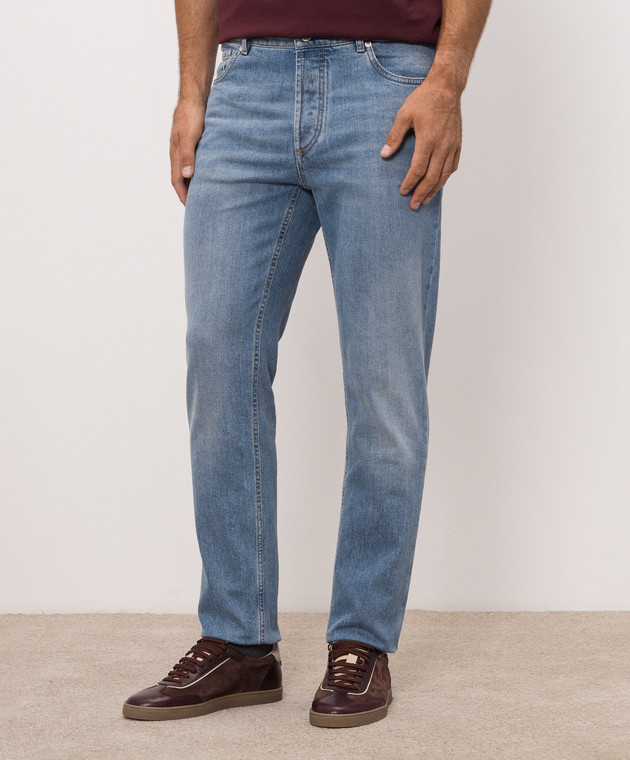 Brunello Cucinelli Блакитні джинси з вишивкою емблеми M283PD3210 зображення 3
